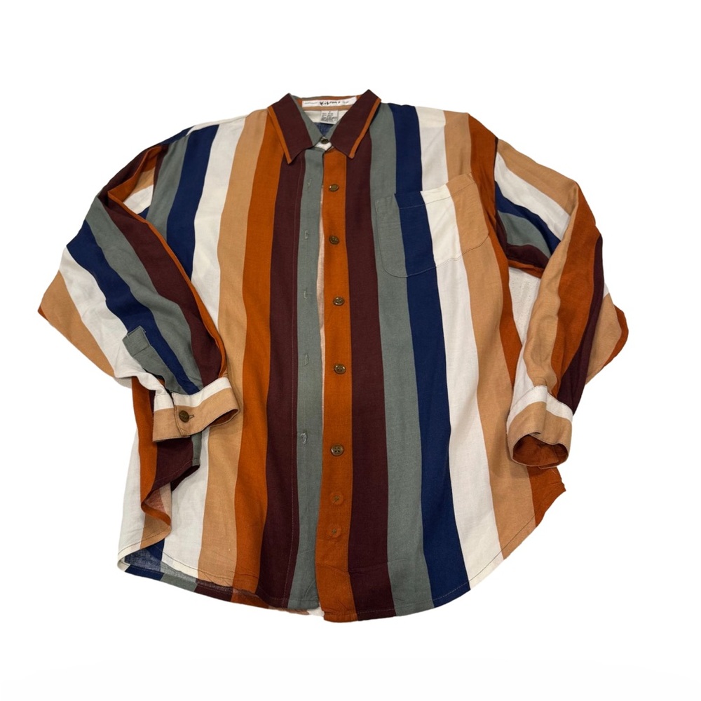 Kiko Men's Multicolor Striped Button Down Shirt